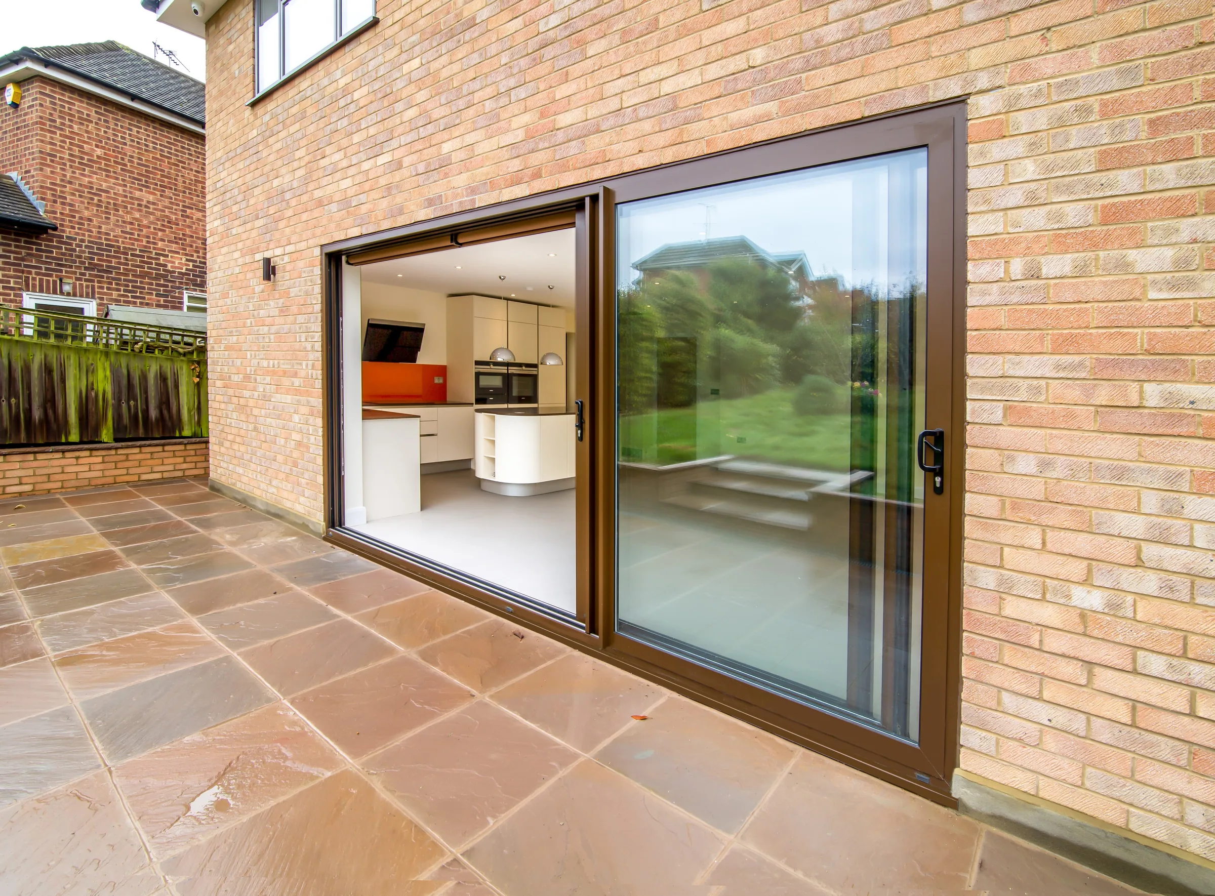 Sliding doors opening onto the terrace at Northiam Road